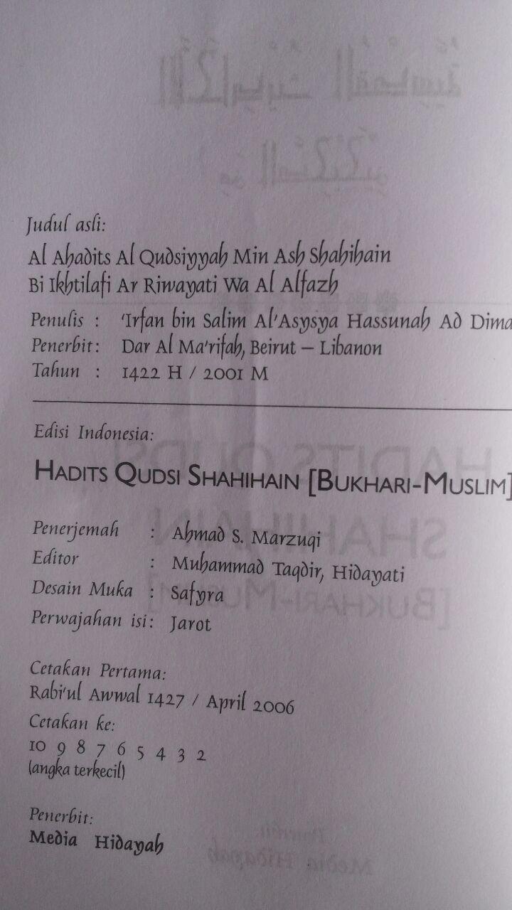 Buku Hadits Qudsi Shahihain (Shahih Bukhari Dan Muslim)isi