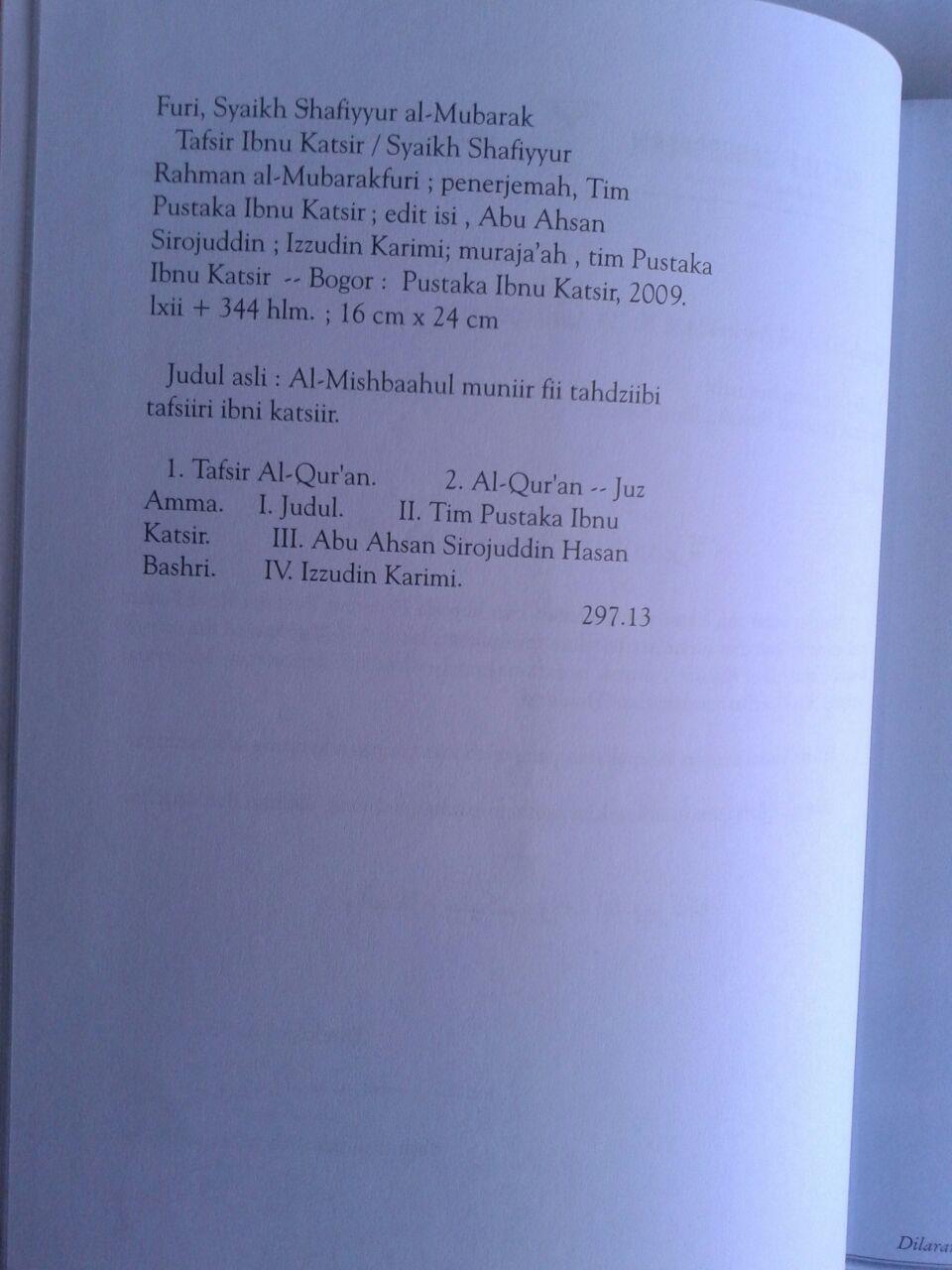 Buku Shahih Tafsir Ibnu Katsir Juz ‘Amma isi 2