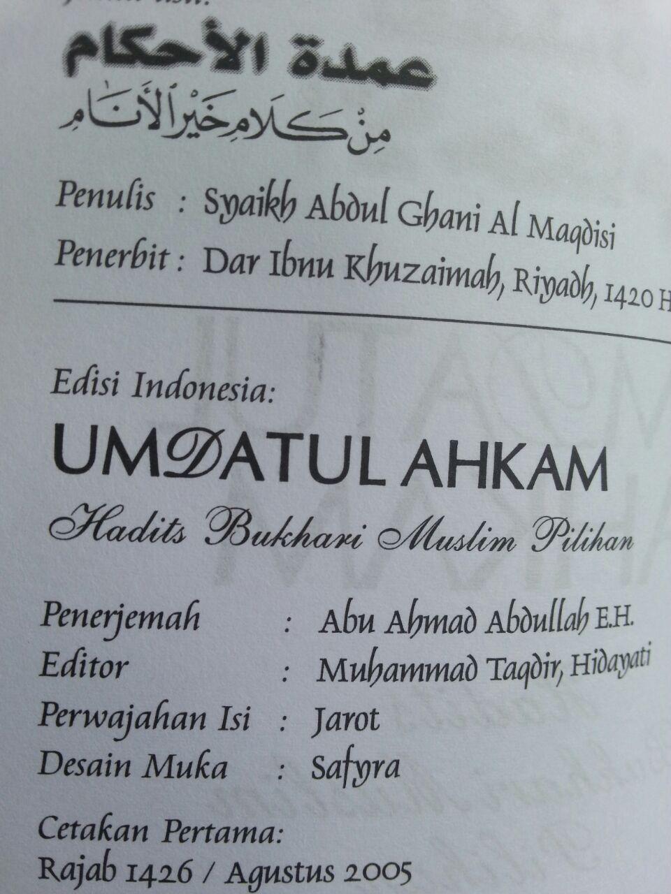 Buku Terjemah Umdatul Ahkam Ukuran A5 isi 3