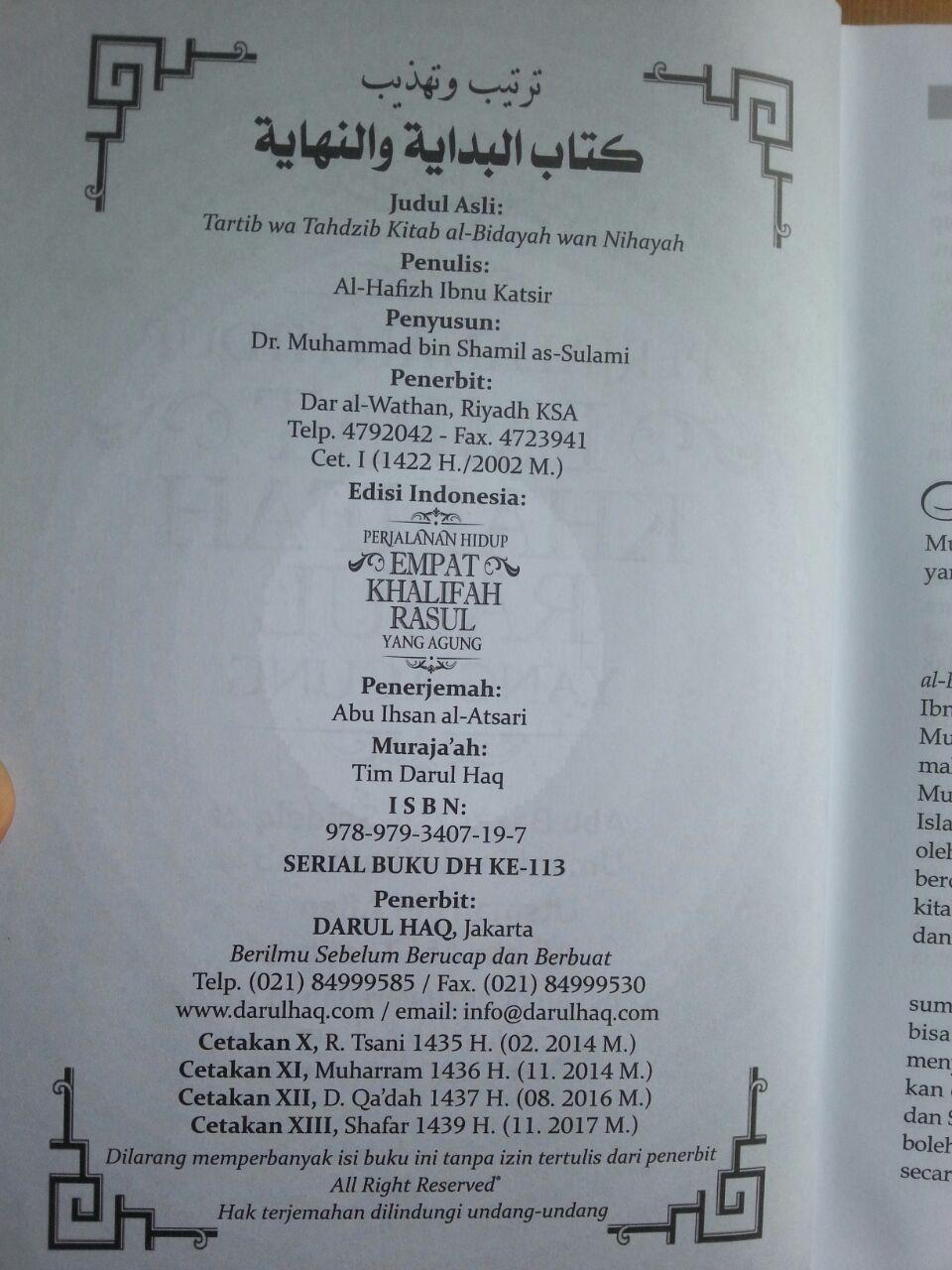 Buku Perjalanan Hidup Empat Khalifah Rasul Yang Agung isi