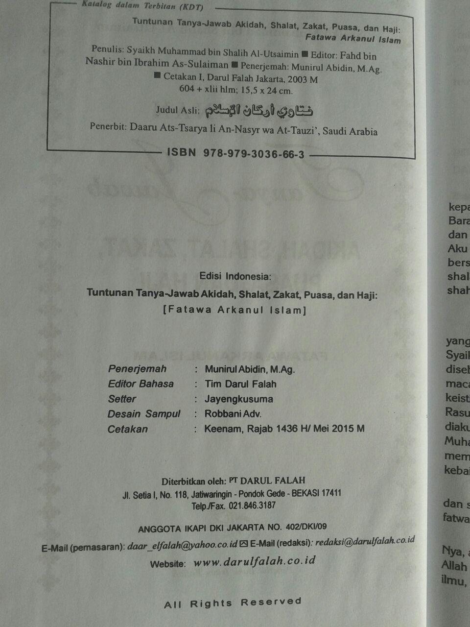 Buku Tuntunan Tanya Jawab Aqidah Shalat Zakat Puasa Dan Haji isi