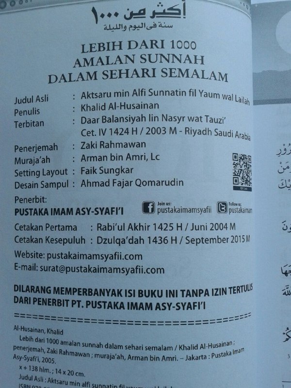 Buku Lebih Dari 1000 Amalan Sunnah Dalam Sehari Semalam isi 2