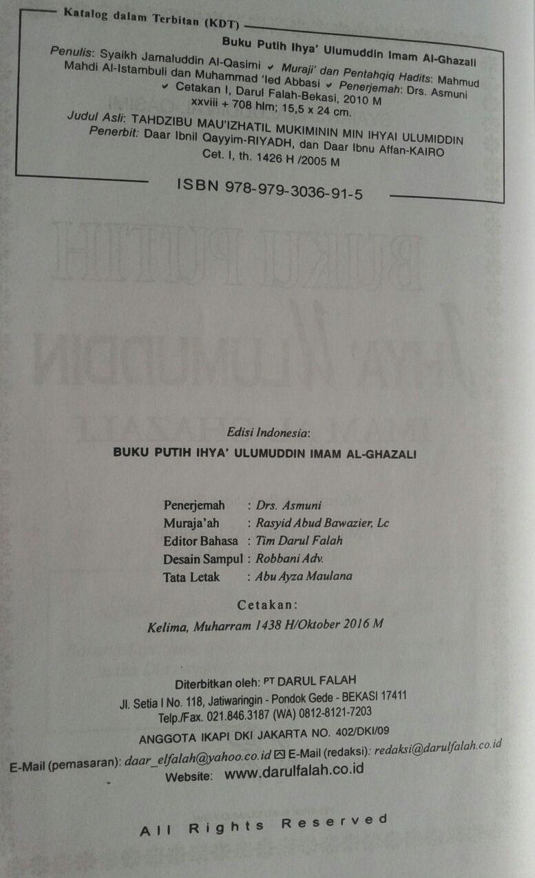 Buku Putih Ihya Ulumuddin Imam Ghazali isi 3