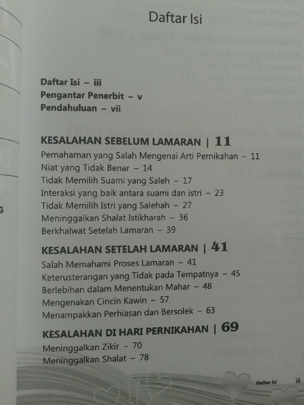 Buku Kesalahan Kesalahan Pengantin Sebelum Lamaran - Malam Pertama isi