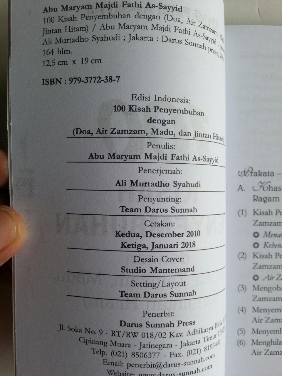 Buku 100 Kisah Penyembuhan Dengan Doa Air Zam Zam Madu Jintan Hitam isi