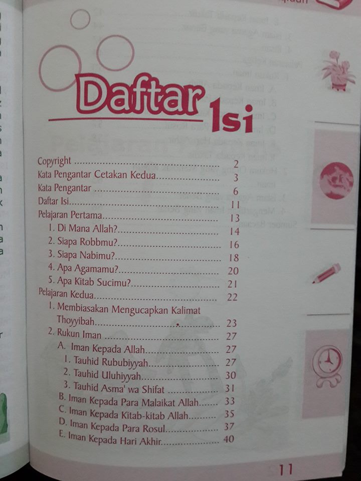 Buku Anak Pelajaran Aqidah Anak Islam Daftar Isi