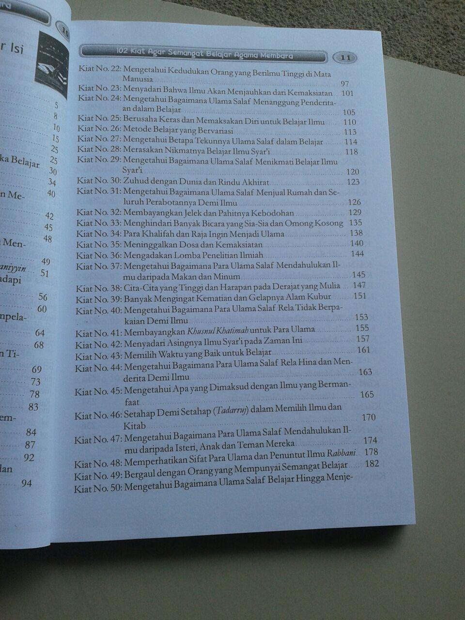 Buku 102 Kiat Agar Semangat Belajar Agama Membara isi 2