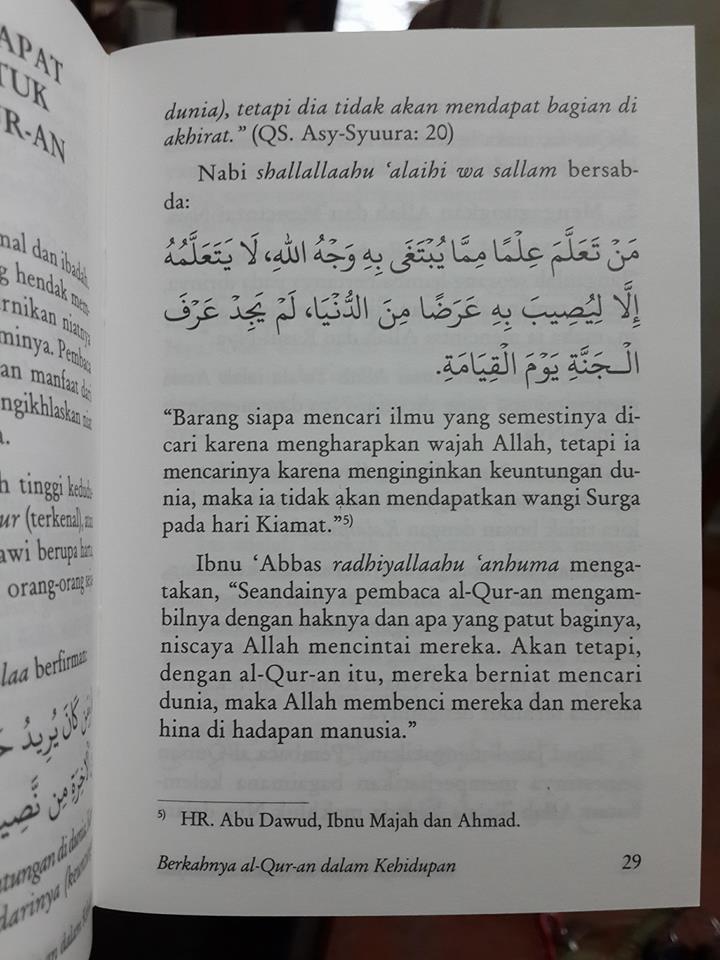 Buku Saku Berkahnya Al-Qur'an Dalam Kehidupan Isi