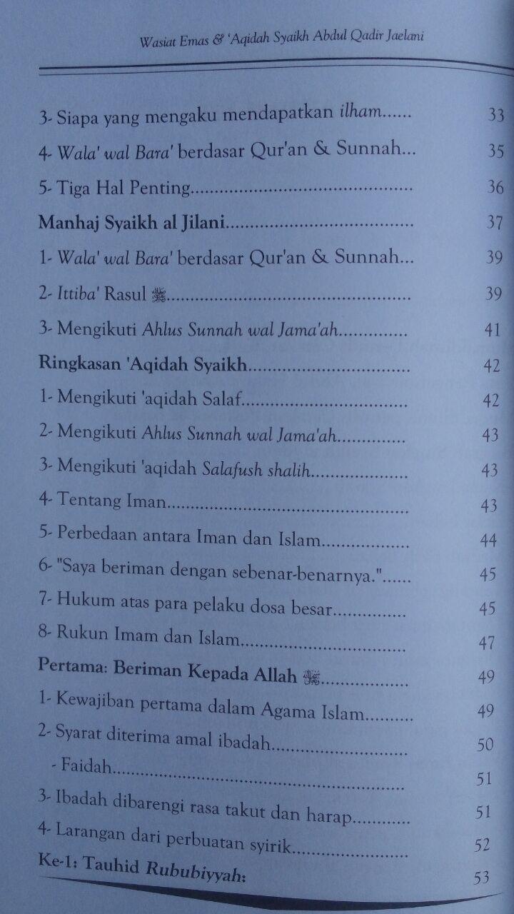Buku Wasiat Emas Dan Aqidah Syaikh Abdul Qadir Jaelani 35,000 15% 29,750 isi 2