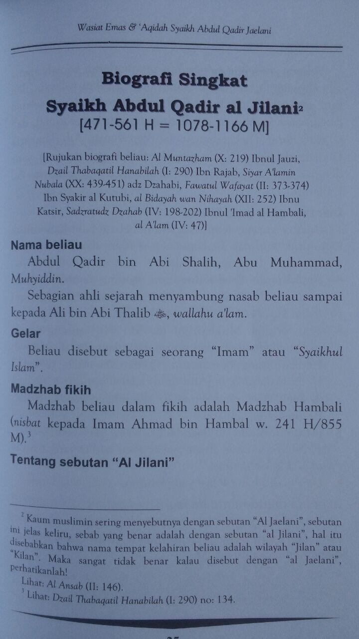 Buku Wasiat Emas Dan Aqidah Syaikh Abdul Qadir Jaelani 35,000 15% 29,750 isi