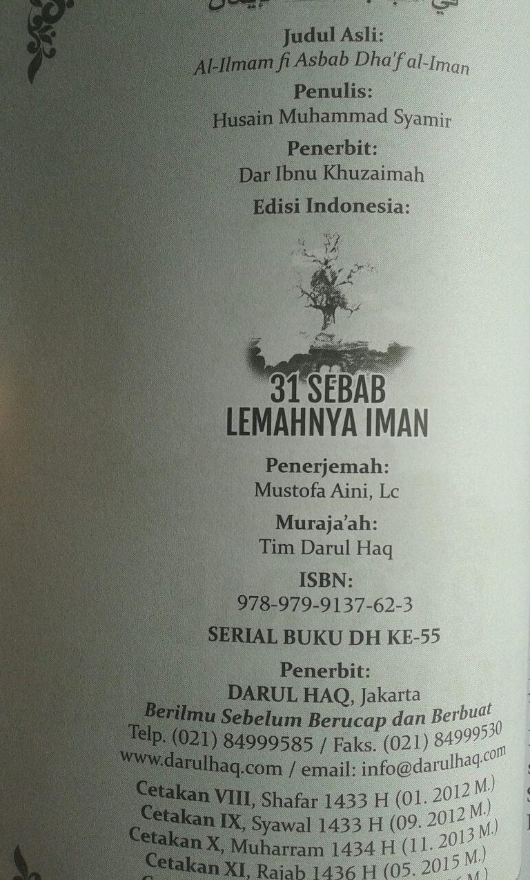 Buku 31 Sebab Lemahnya Iman isi 2