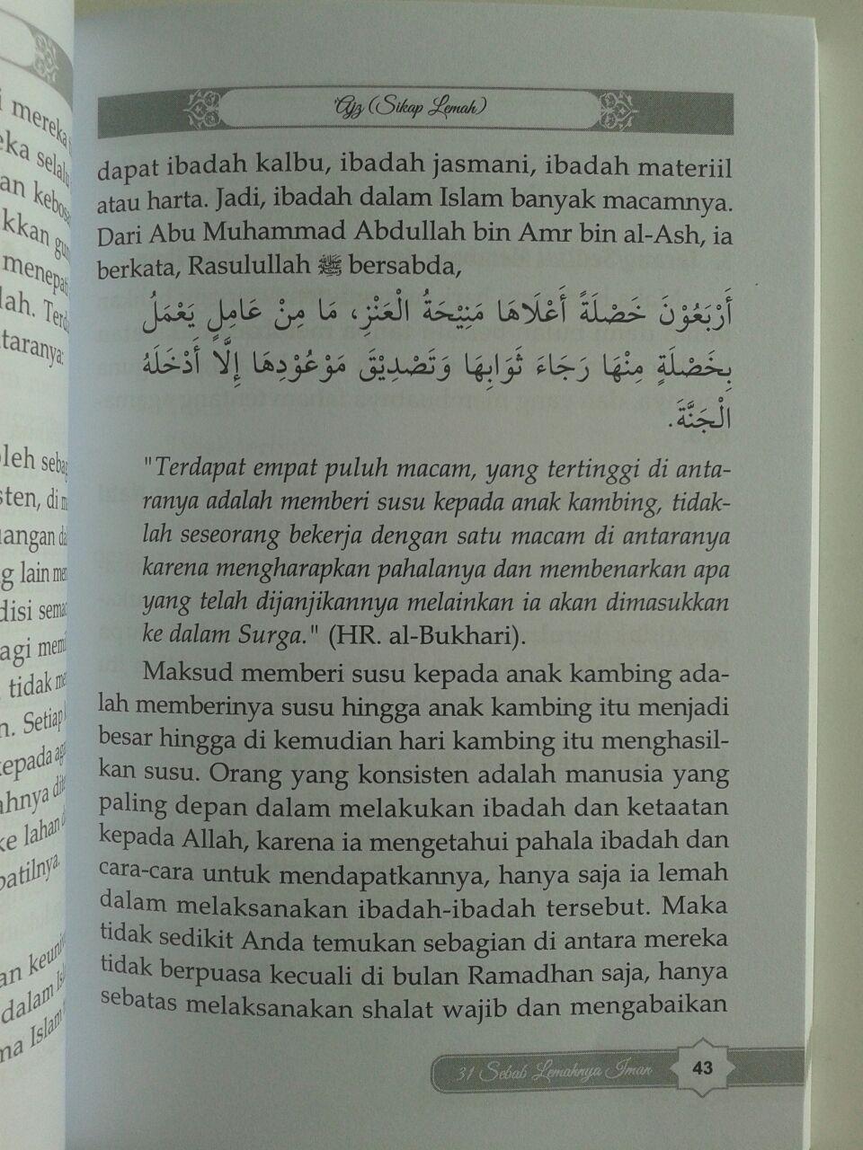 Buku 31 Sebab Lemahnya Iman isi