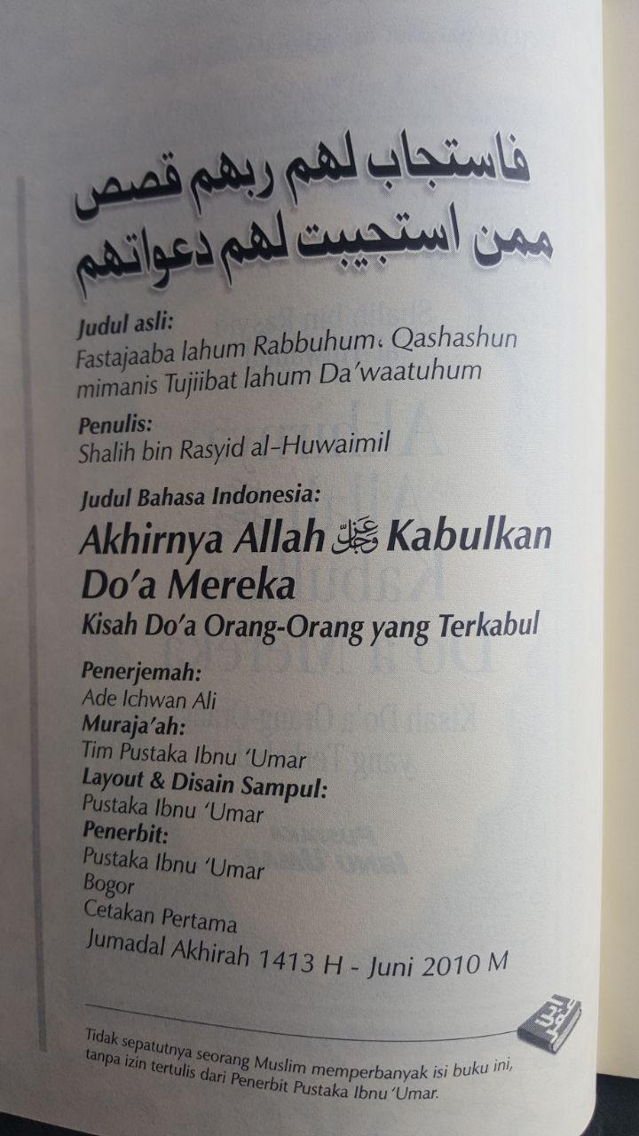 Buku Akhirnya Allah Mengabulkan Doa Mereka isi