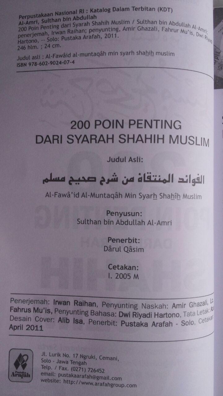 Buku 200 Poin Penting Dari Syarah Shahih Muslim isi