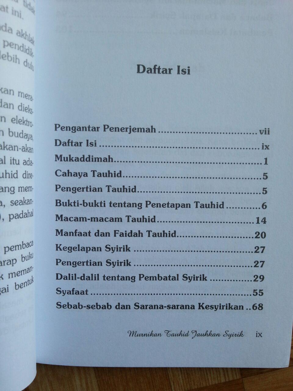 Buku Murnikan Tauhid Jauhkan Syirik isi