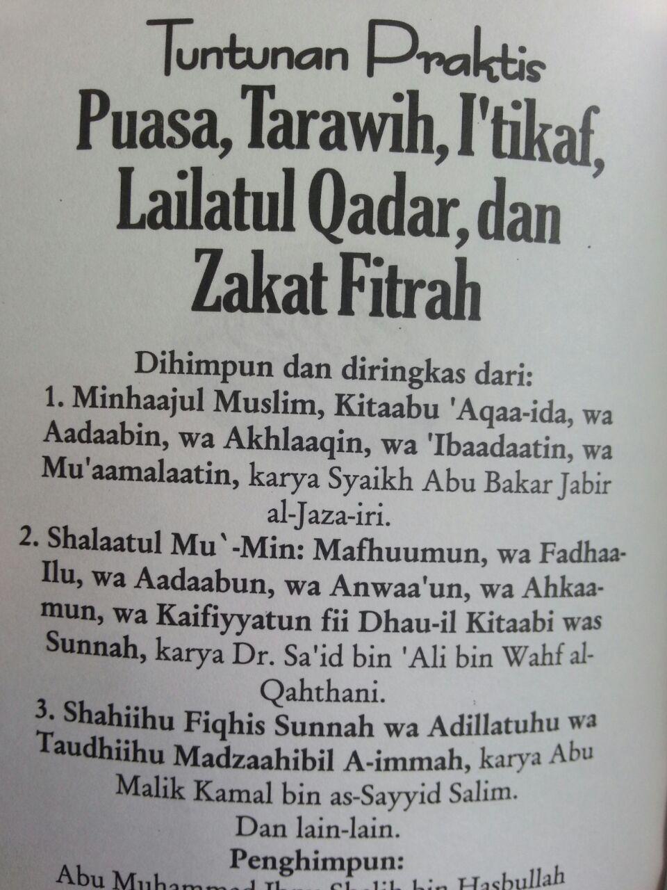 Buku Saku Tuntunan Praktis Puasa Tarawih I'tikaf Lailatul Qadar dan Zakat Fitrah isi