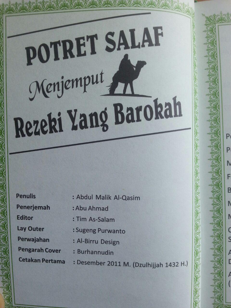 Buku Potret Salaf Menjemput Rezeki yang Barokah isi