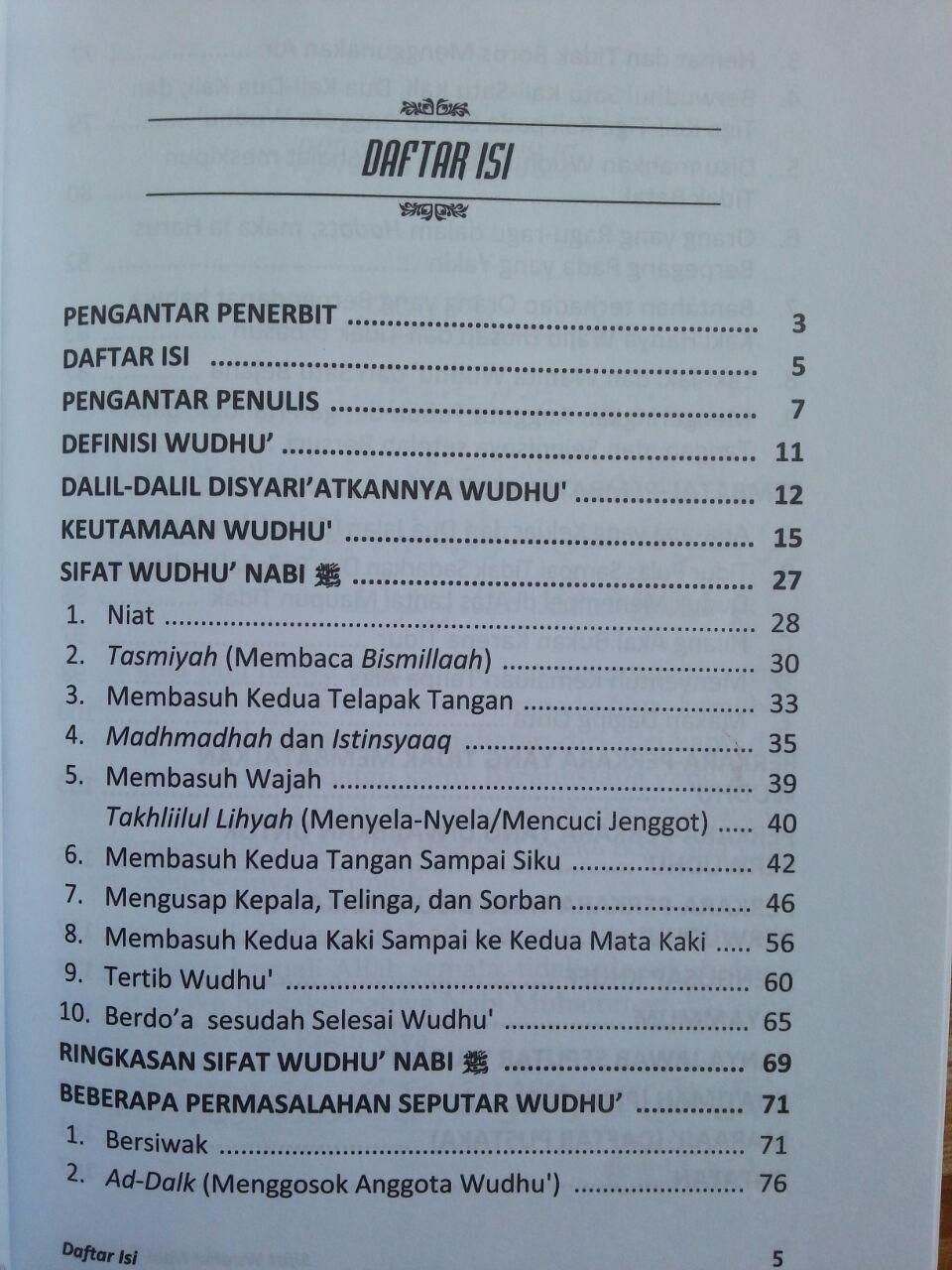 Buku Sifat Wudhu Nabi isi