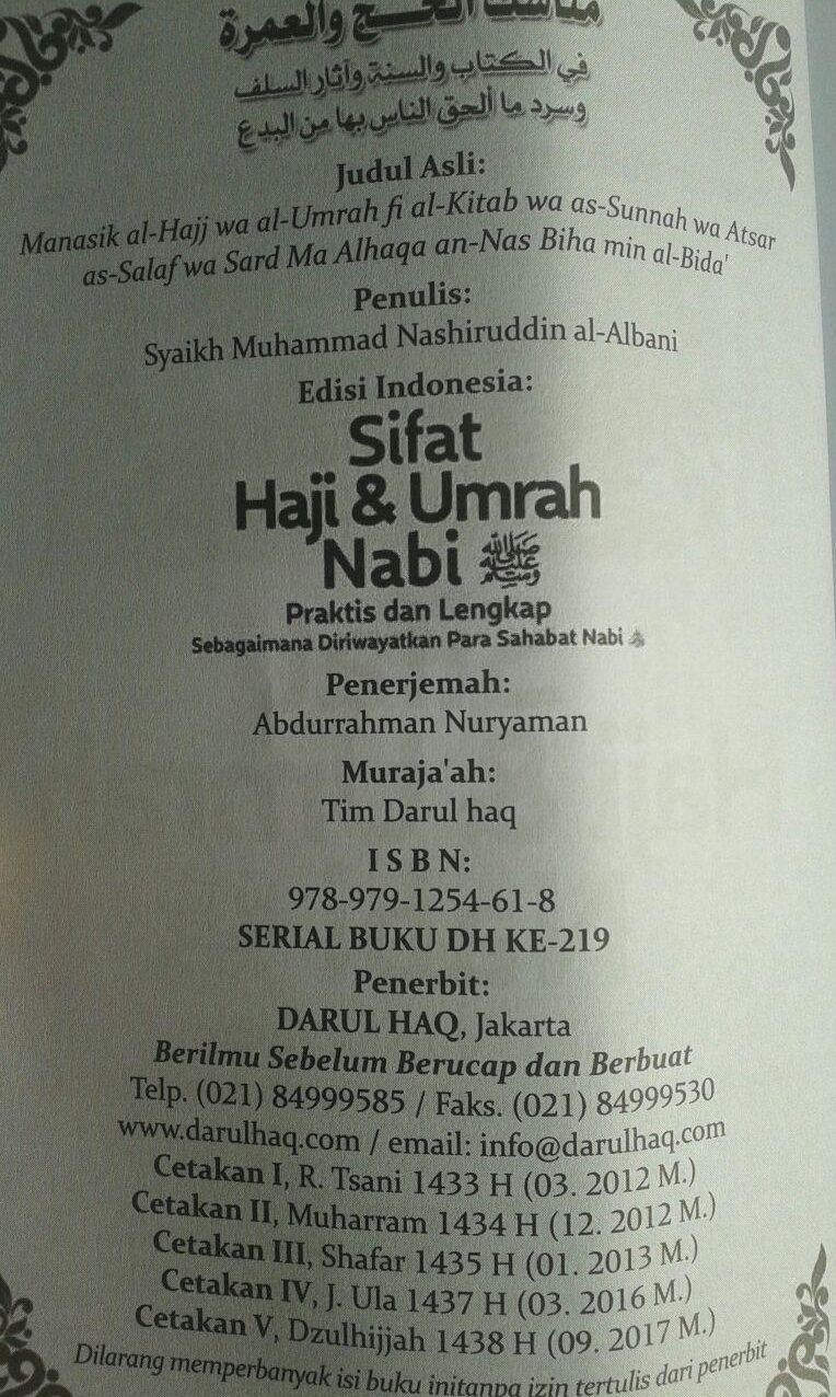 Buku Sifat Haji dan Umrah Nabi isi