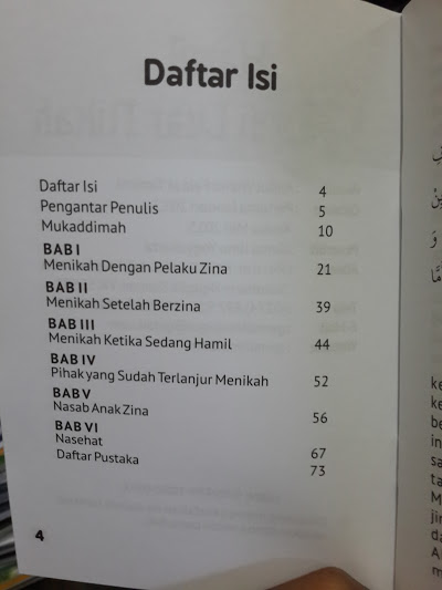 Buku Hamil di Luar Nikah Daftar Isi