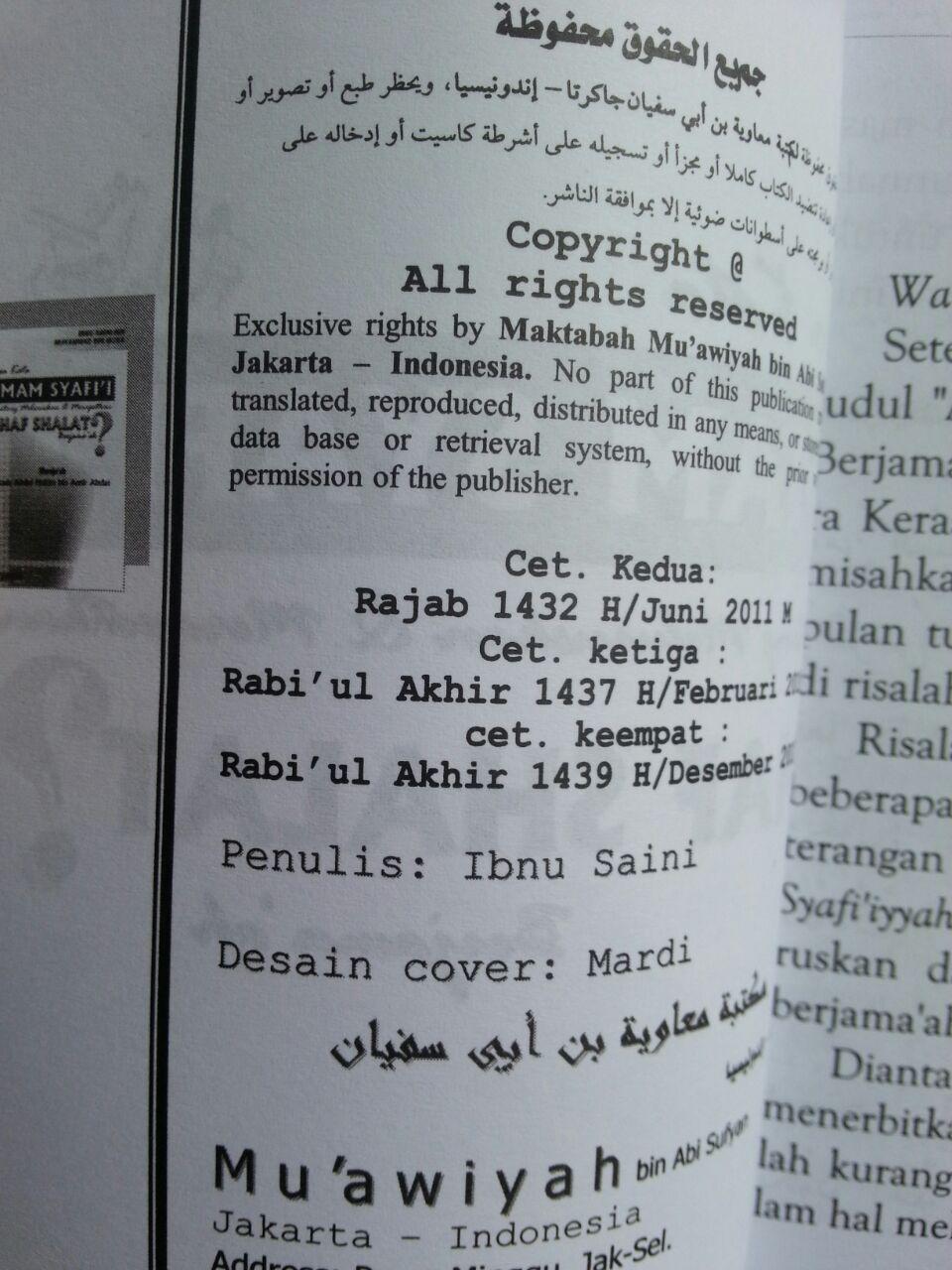 Buku Apa Kata Imam Syafii Tentang Meluruskan Merapatkan Shalat Berjamaah isi