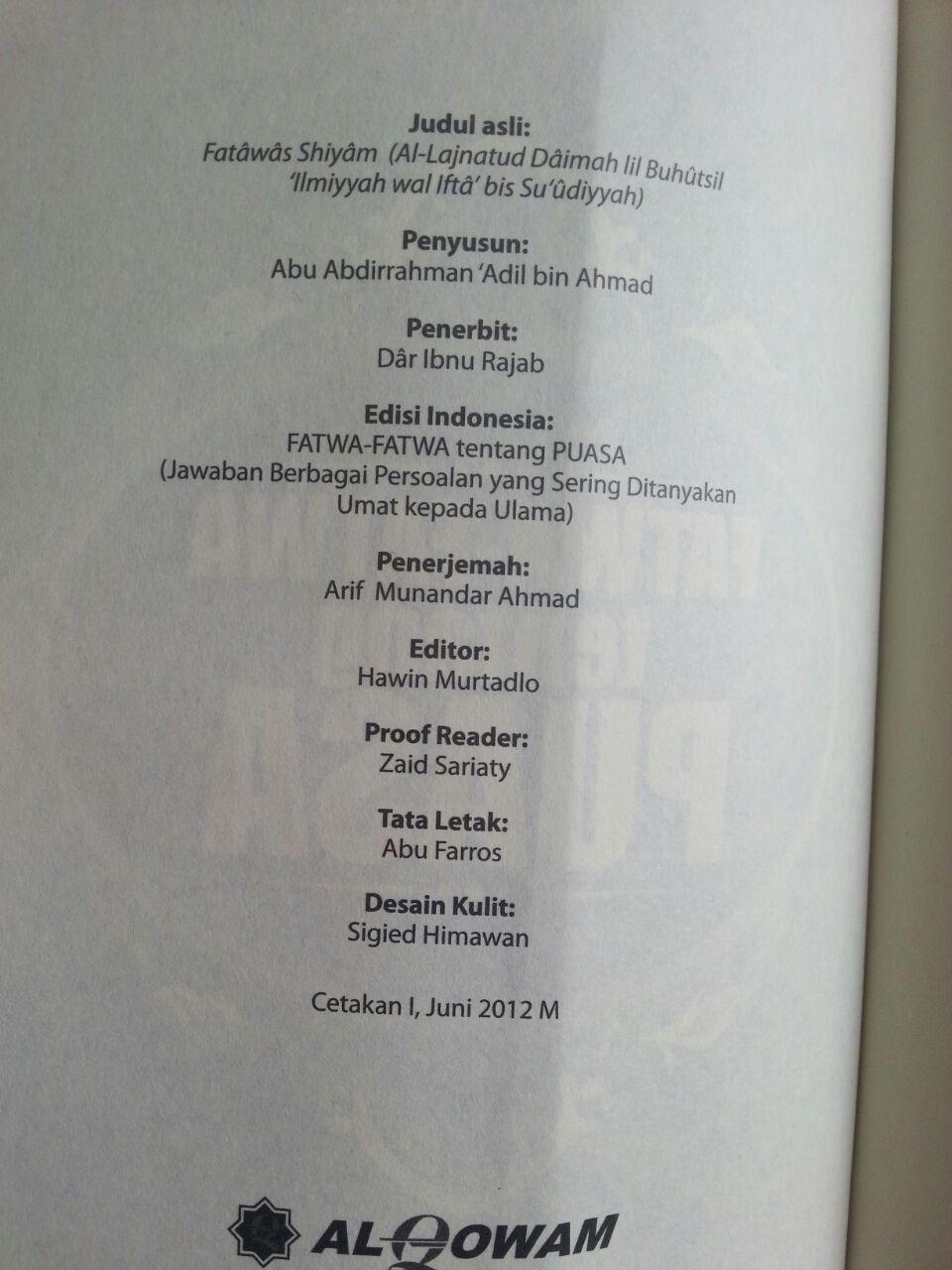 Buku Fatwa-Fatwa Tentang Puasa isi 2