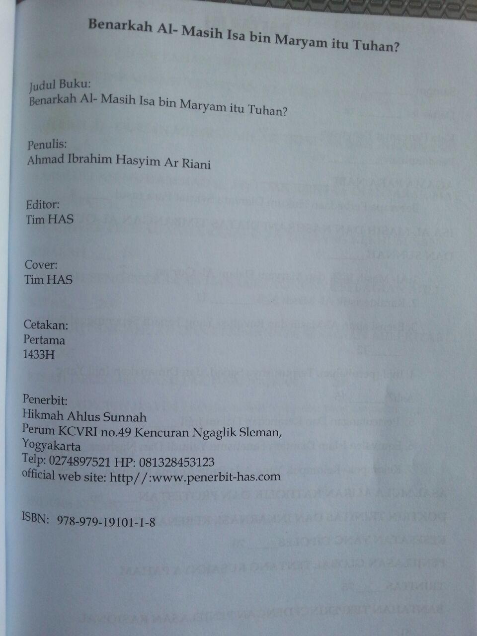 Buku Benarkah Almasih Isa Bin Maryam Itu Tuhan isi
