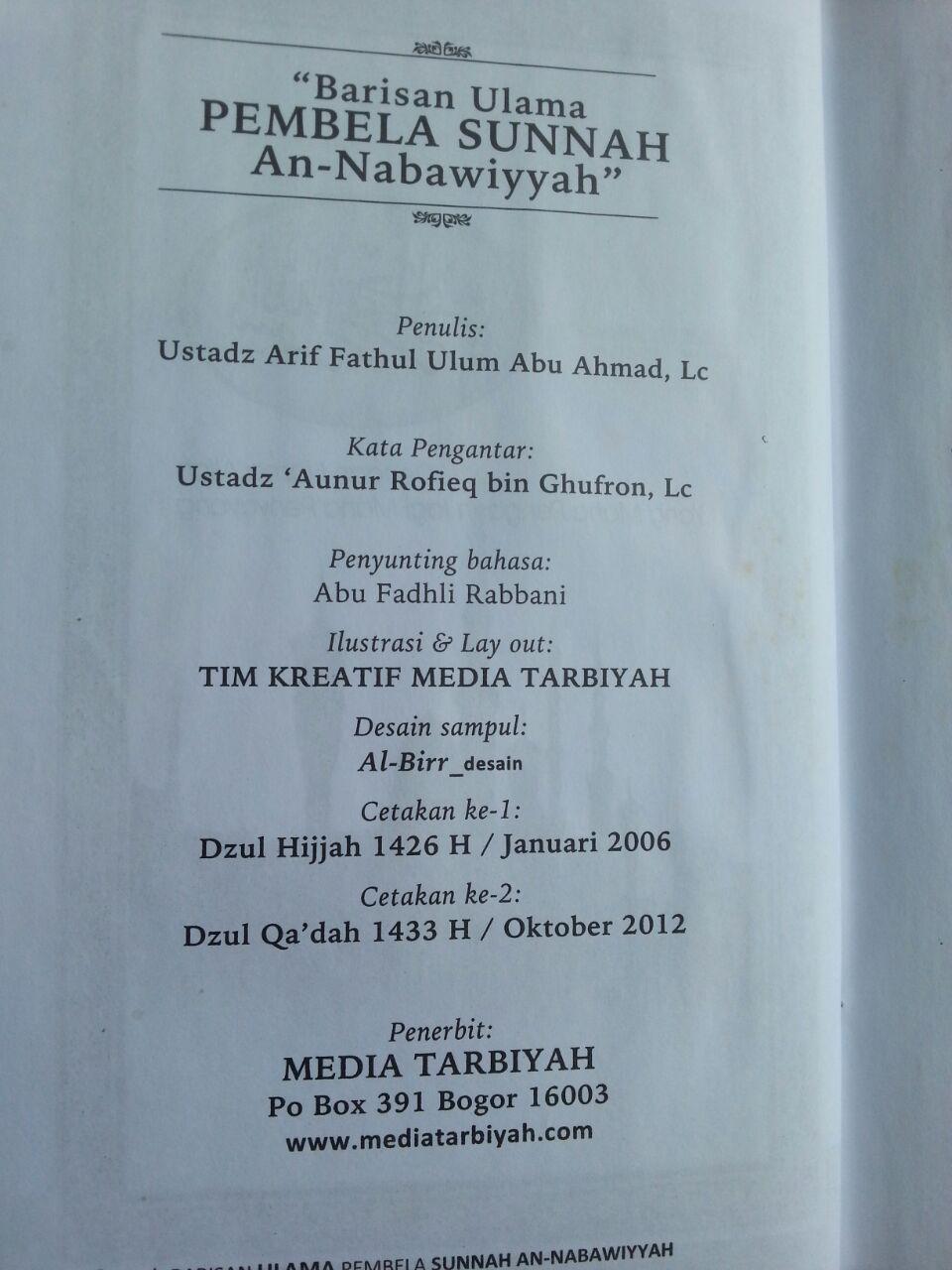Buku Barisan Ulama Pembela Sunnah An-Nabawiyyah isi