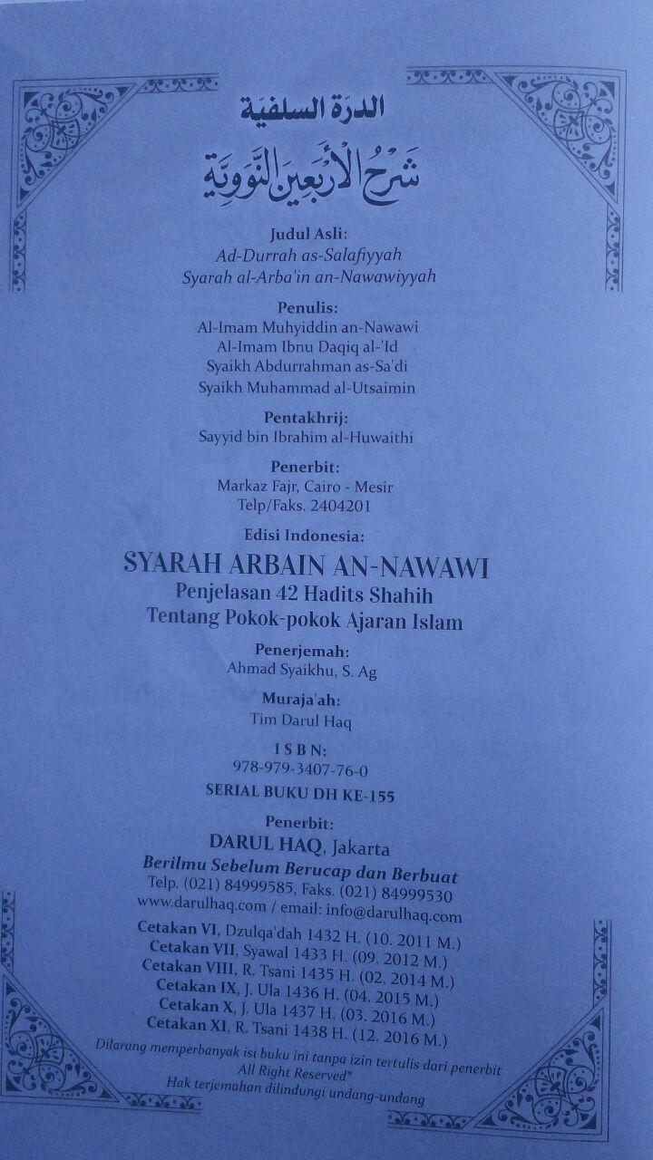 Buku Syarah Arbain An-Nawawi isi 3