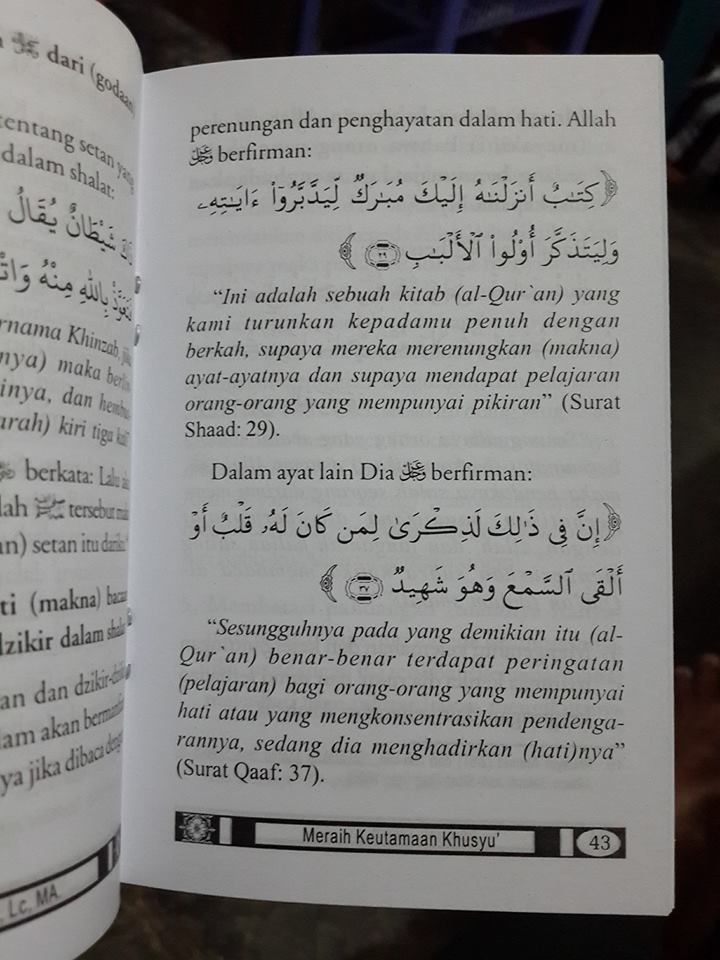 Buku Saku Meraih Keutamaan Khusyu Menurut Quran Sunnah Isi