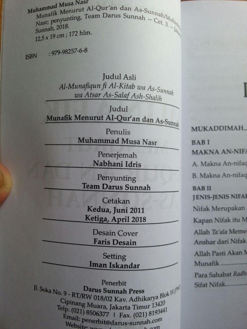 Buku Munafik Menurut Al-Quran dan As-Sunnah isi