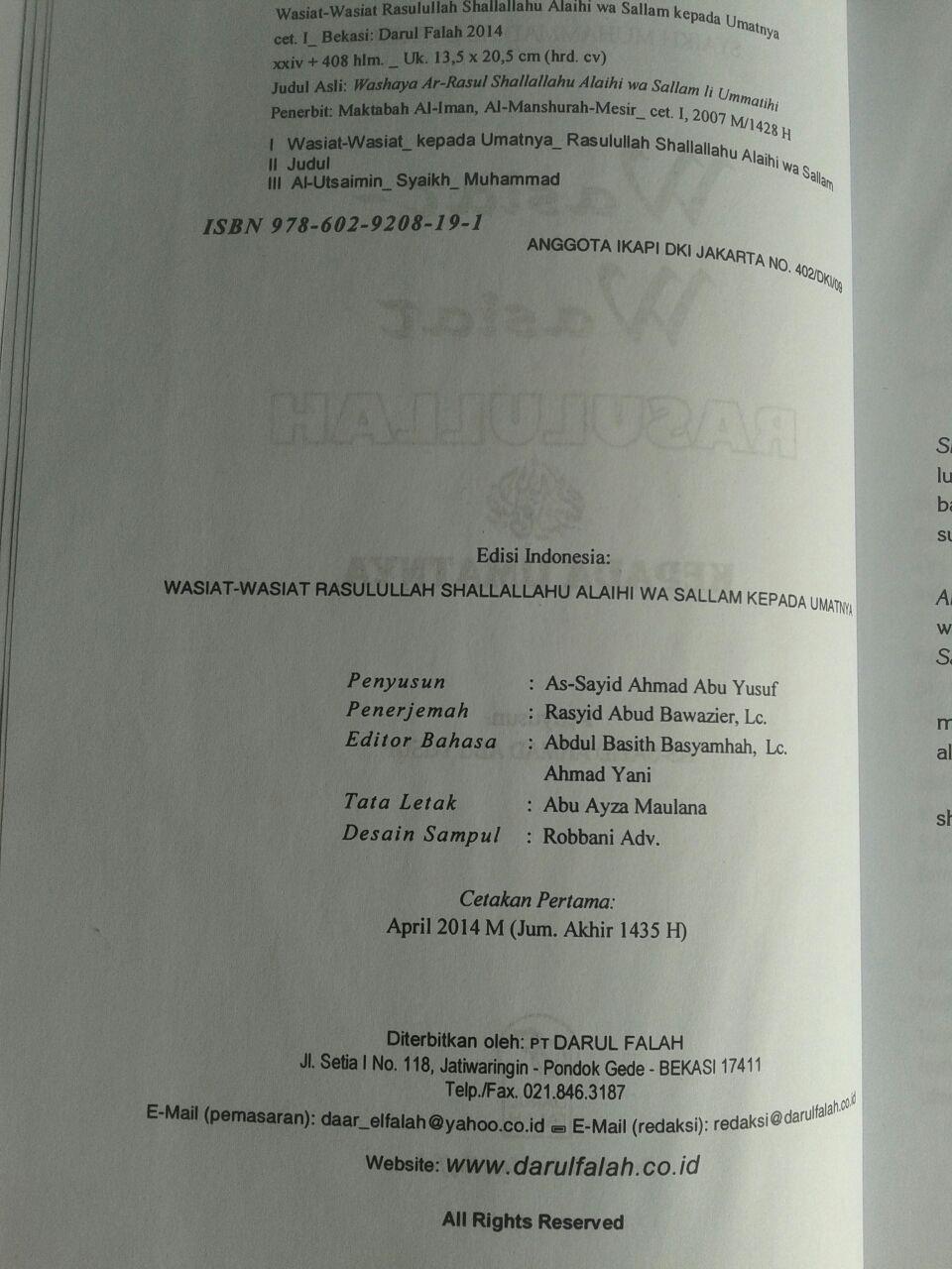 Buku Wasiat-Wasiat Rasulullah Kepada Umatnya isi 3
