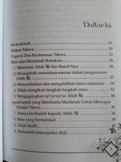 Buku Menjadi Wanita Paling Mulia Daftar Isi