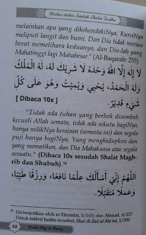 Buku Saku Dzikir Pagi Dan Petang Dan Setelah Shalat Fardhu isi