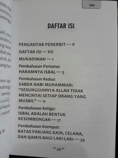 Buku Saku Sekali Lagi Haramkah Isbal Daftar Isi