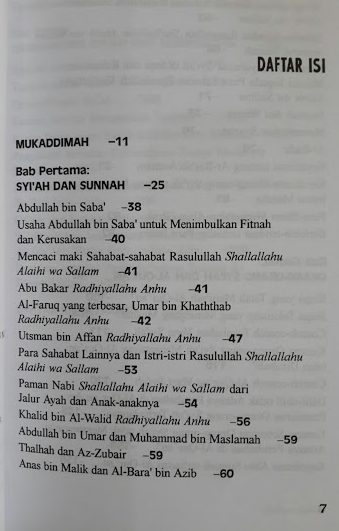 Buku Syiah Merajalela di Tengah Ahlus Sunnah Daftar Isi