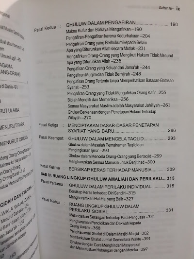 Buku Ghuluw Benalu Dalam Ber-Islam Daftar Isi
