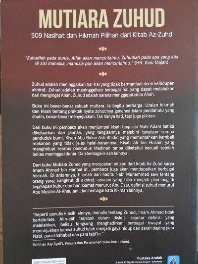 Buku Mutiara Zuhud 509 Nasihat Dan Hikmah Pilihan Cover Belakang