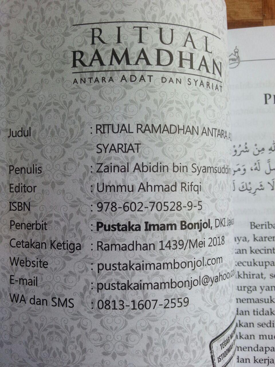 Buku Ritual Ramadhan Antara Adat Dan Syariat isi