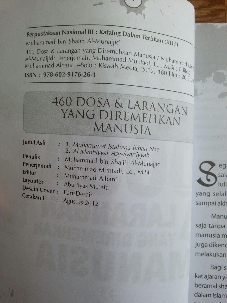 Buku Dosa Dosa Yang Diremehkan Manusia Ensiklopedi 460 Dosa & Larangan isi 2