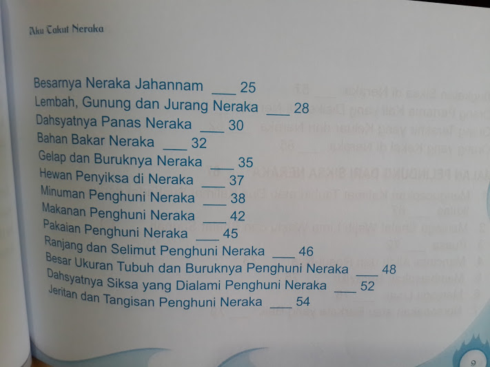 Buku Anak Aku Takut Neraka Daftar Isi