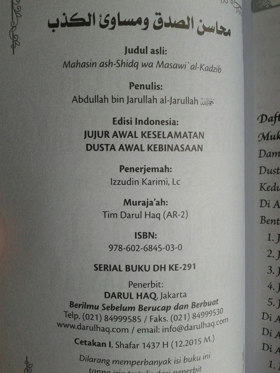 Buku Saku Jujur Awal Kebahagian Dusta Awal Kebinasaan isi 3