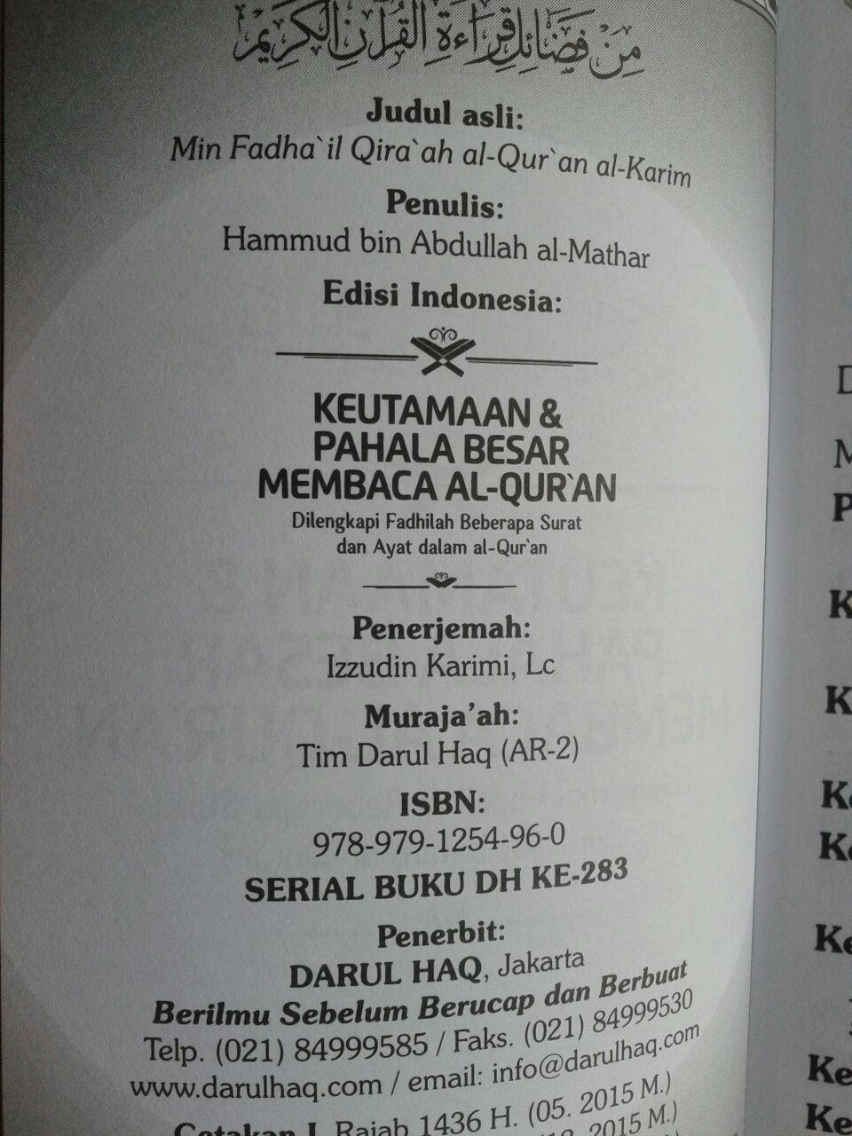 Buku Saku Keutamaan Dan Pahala Besar Membaca Al-Qur'an isi 3