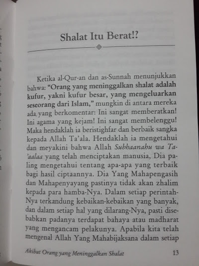 Buku Saku Akibat Orang Yang Meninggalkan Shalat Isi