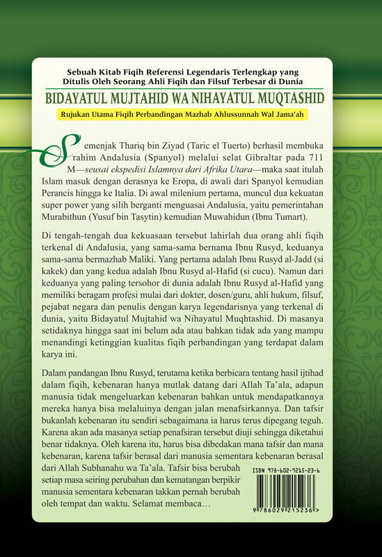 Buku Bidayatul Mujtahid Fiqih Perbandingan Mazhab Cover Belakang
