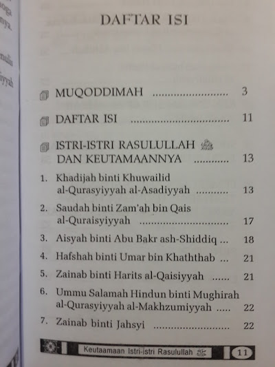 Buku Saku Keutamaan Istri-Istri Rasulullah Daftar Isi