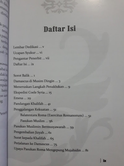 Buku Emesa Pertarungan Ksatria Islam Dengan Ksatria Roma Daftar Isi