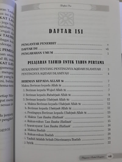 Buku Pelajaran Tauhid Untuk Tingkat Lanjutan Daftar Isi