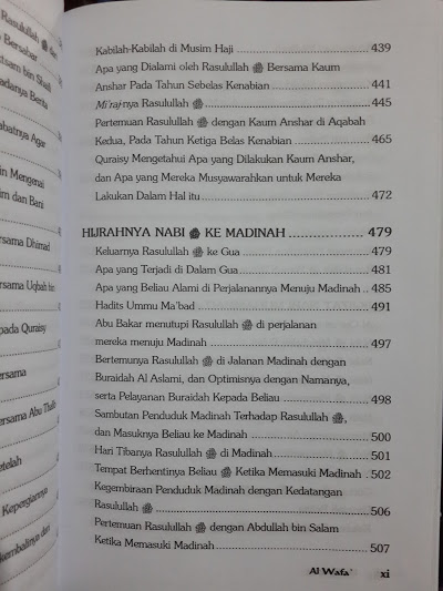 Buku Al-Wafa Sejarah Nabi Berdasarkan Riwayat Daftar Isi