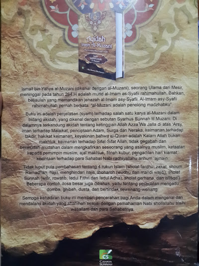 Buku Aqidah Imam Al-Muzani Murid Imam Asy-Syafi'i Cover 2